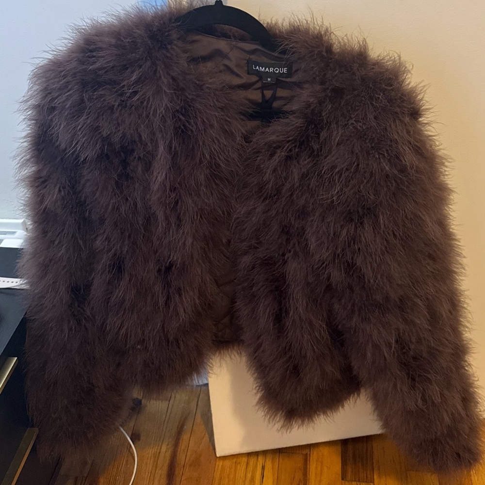Lamarque brown feather jacket